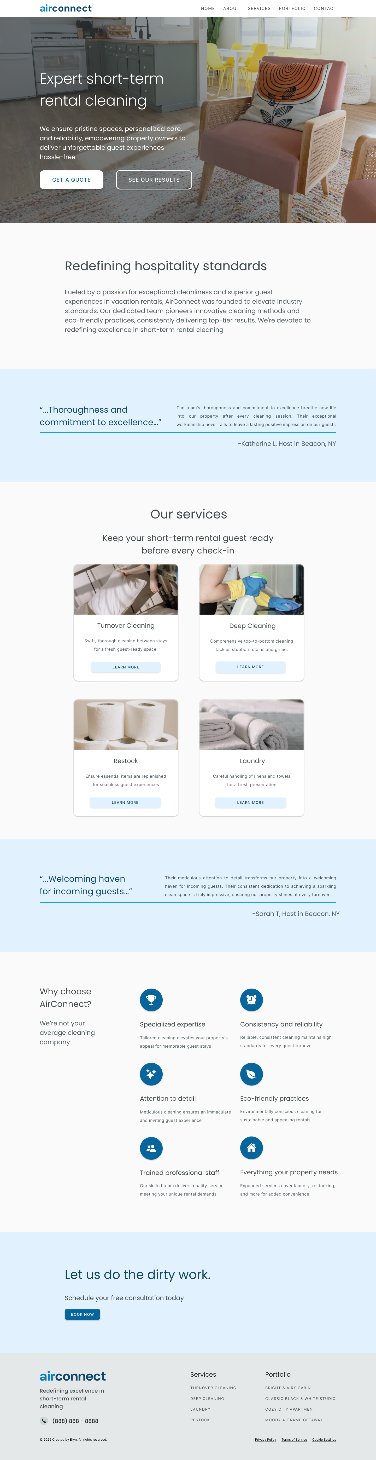 Cleaning company website example